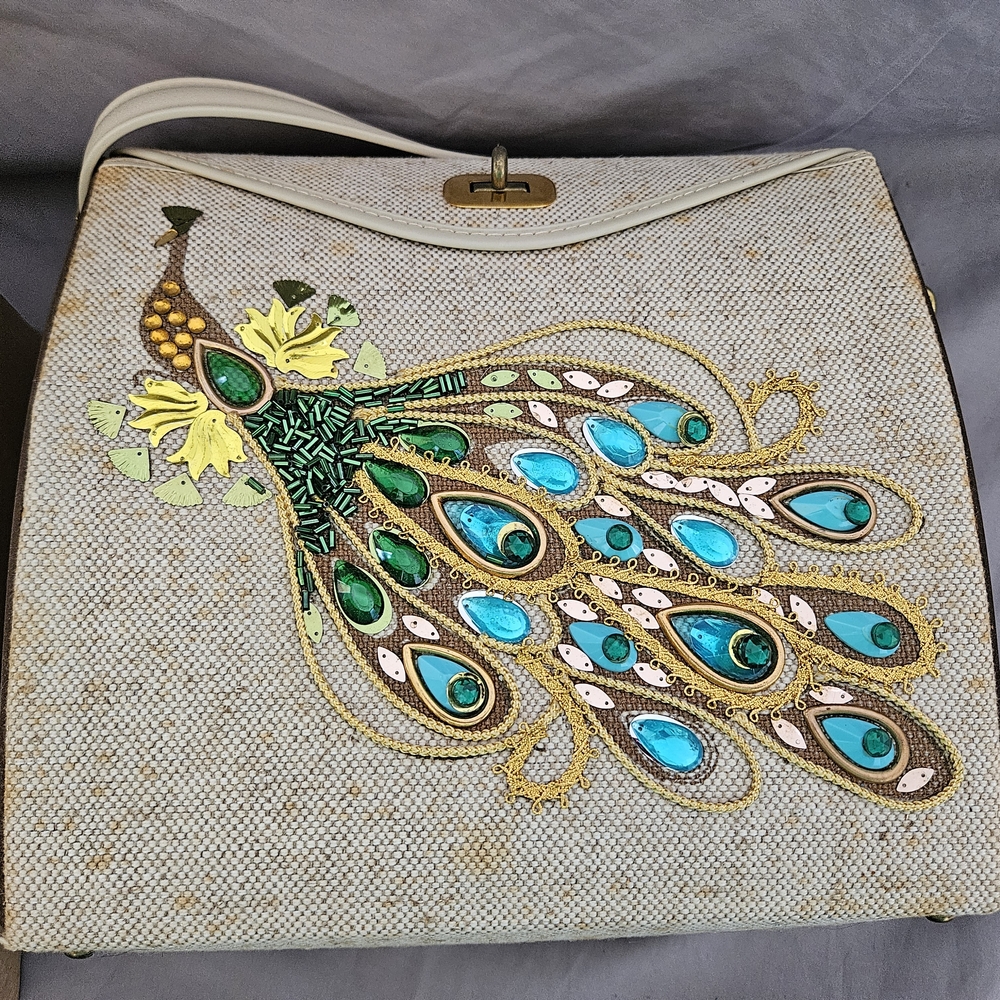 Embroidered Peacock Handbag